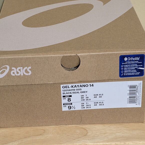 Asics Gel Kayano 14 Black Seal Grey 1201A019-005 Running Shoes Men's Size 8 - Picture 8 of 8